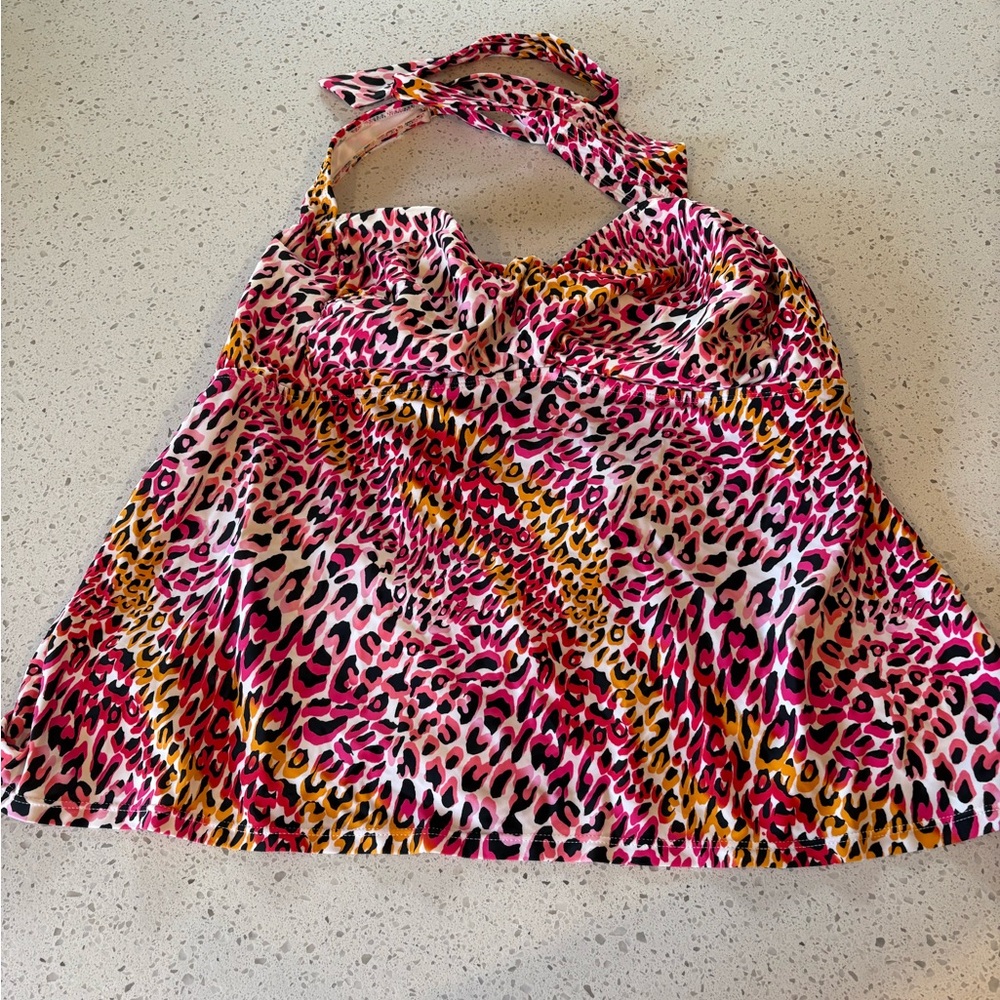 Catalina Pink Animal Print Tankini Swim Top Size 2X